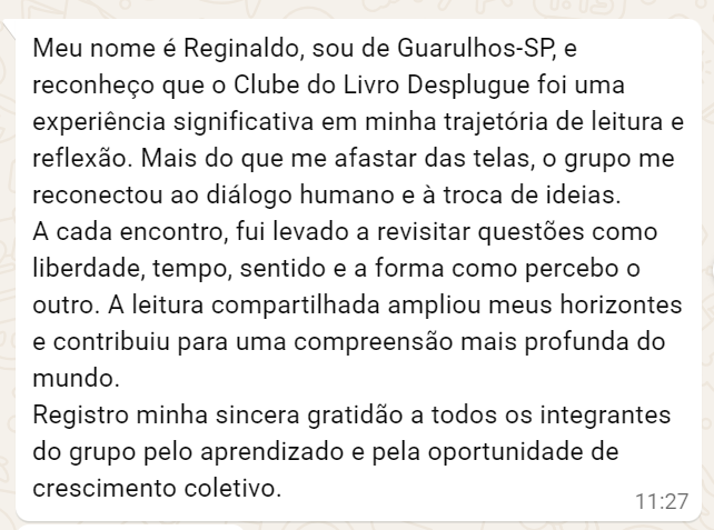 Depoimento de Reginaldo — Guarulhos/SP